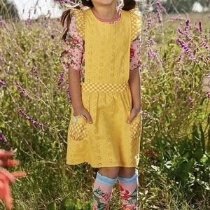 Matilda Jane Dress Brilliant Daydream Splendid Sunshine Yellow Pinafore Girls 12
